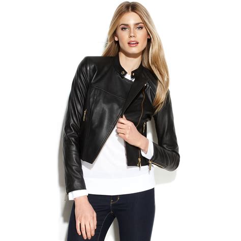 michael kors cropped leather jacket.